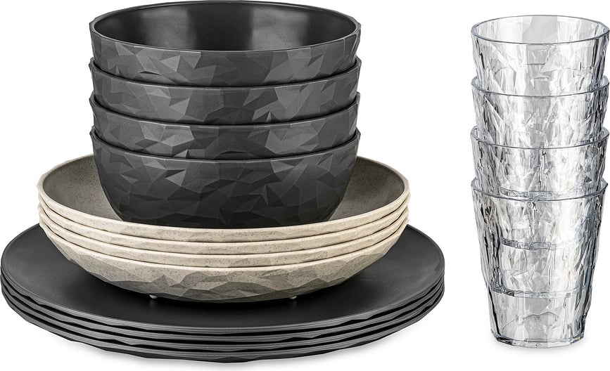 Club Goteborg Servis za jelo za 4 osobe pješčano-crni 16-dijelni set