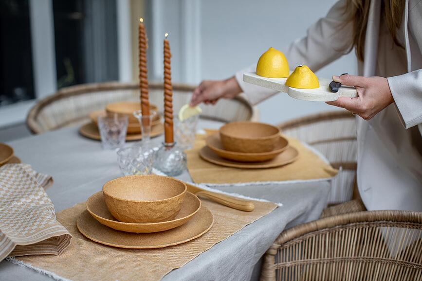 Club Organic Nature Assiettes Creuses, sable, Lot de 4