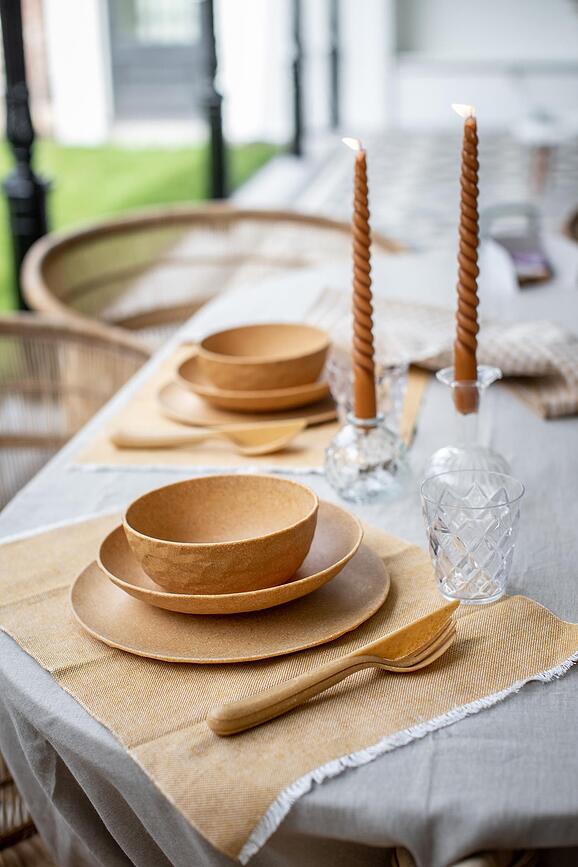 Club Organic Nature Assiettes Creuses, sable, Lot de 4