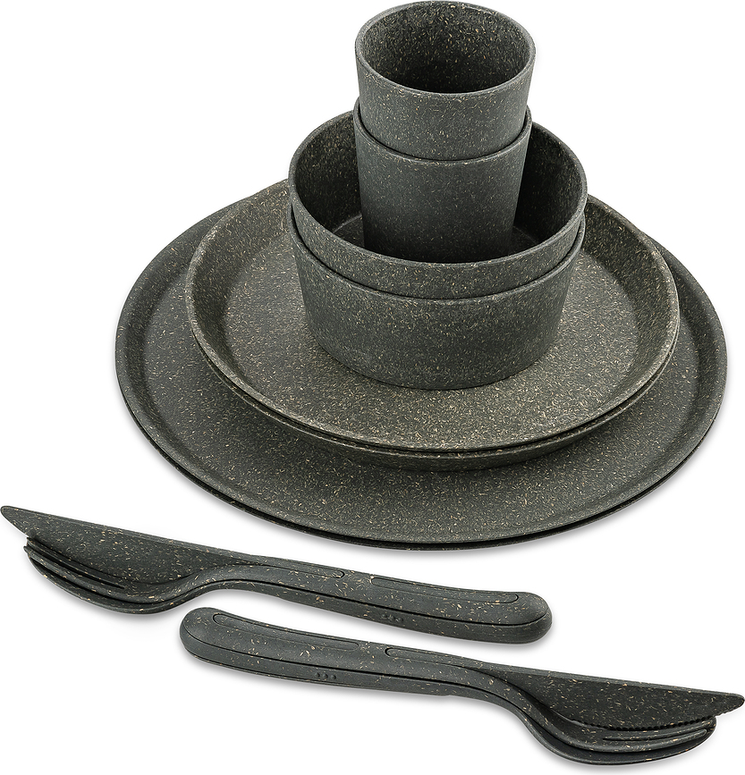 Connect Helsinki Organic Nature Jedilni set za 2 osebi, siv, 10-delni