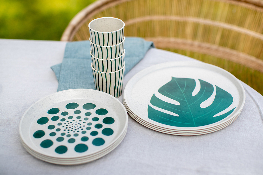 Connect Nature Assiette Plate, 25,5 cm, motif Monstera