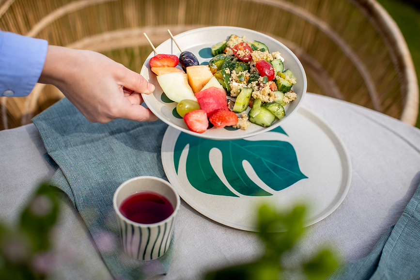 Connect Nature Assiette Plate, 25,5 cm, motif Monstera