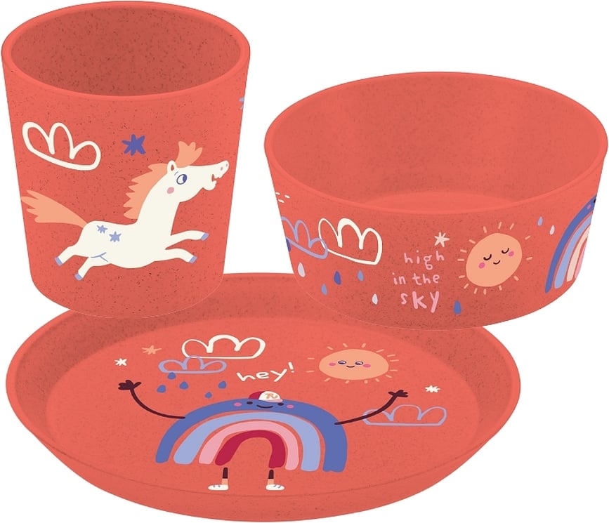 Connect Organic Dreams Set de Vaisselle pour Enfants, Set 3 pièces