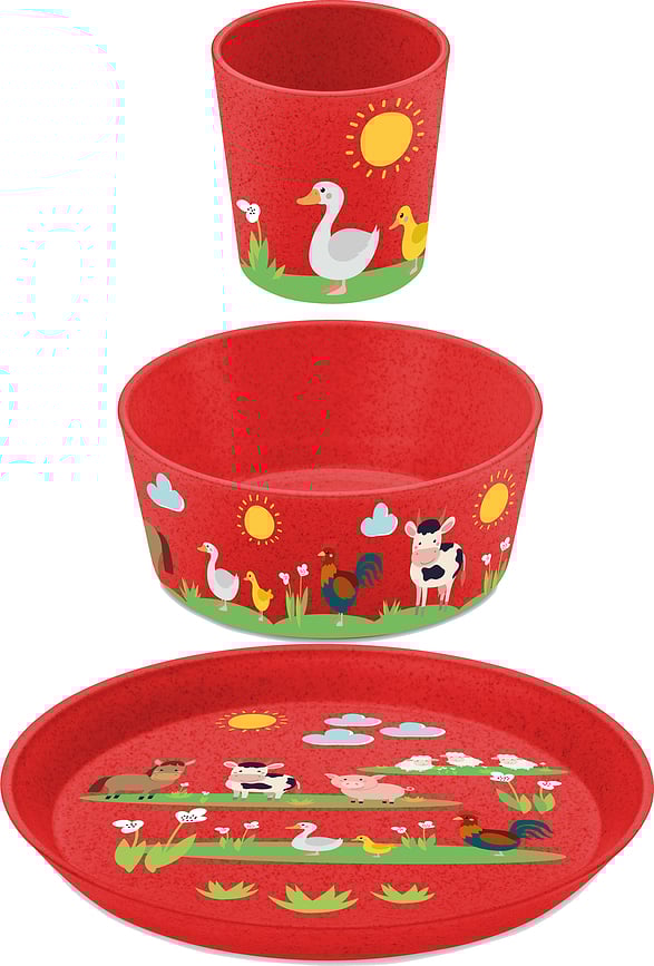 Connect Organic Farm Set de Vaisselle Enfant, Set 3 pièces
