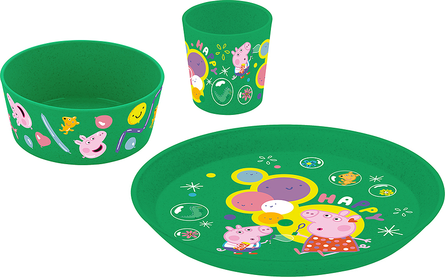 Connect Set de Vaisselle Enfant motif Peppa Pig, vert, Set 3 pièces
