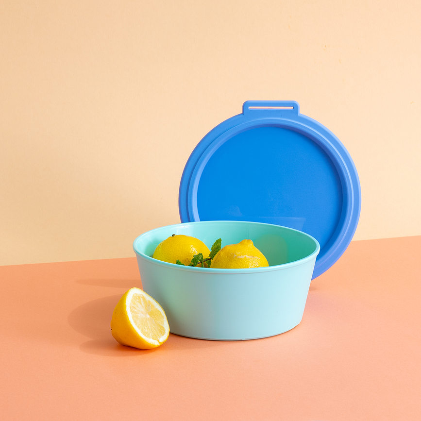 Bote con diseño floral Nora, 1,3 L, naranja y azul, con tapa