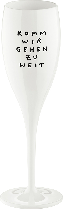 Copa de champán Cheers con inscripción Komm Wir Gehen Zu Weit