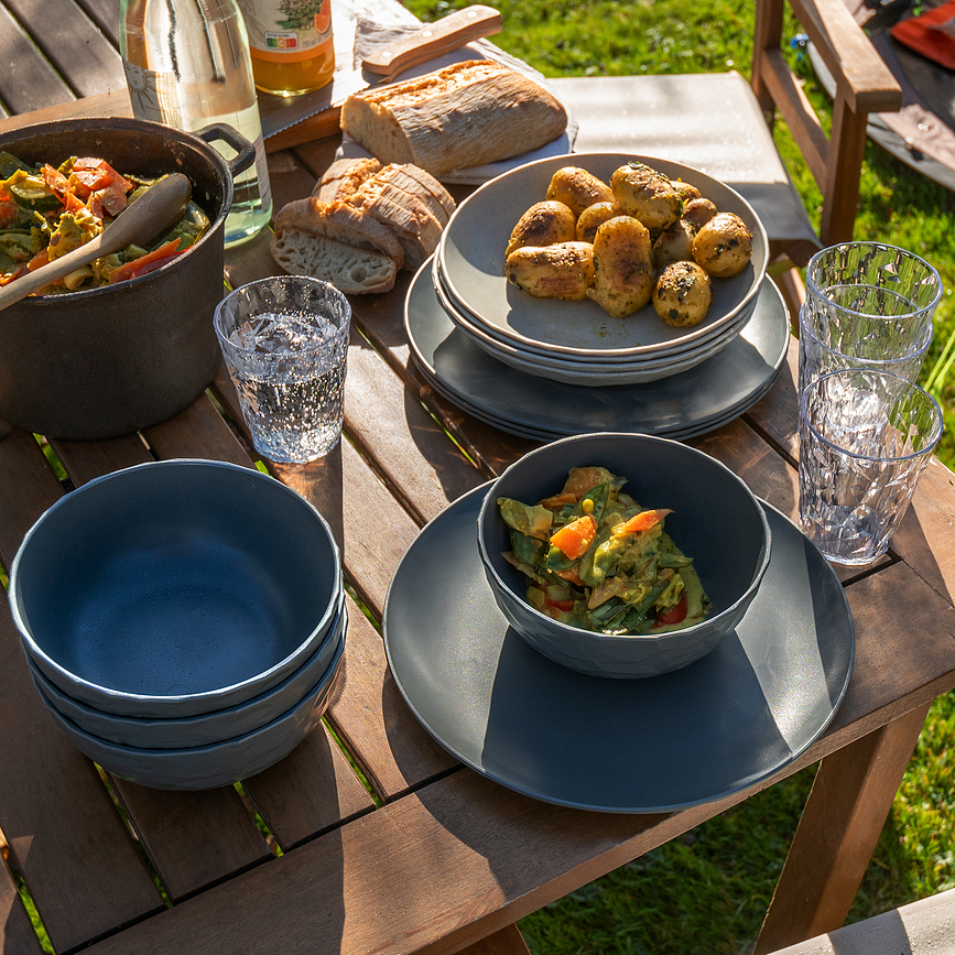 Vajilla Club Goteborg, azul arena, Juego de 16 piezas