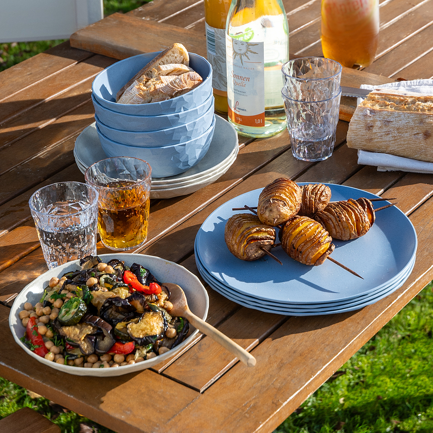 Vajilla Club Goteborg, azul arena, Juego de 16 piezas