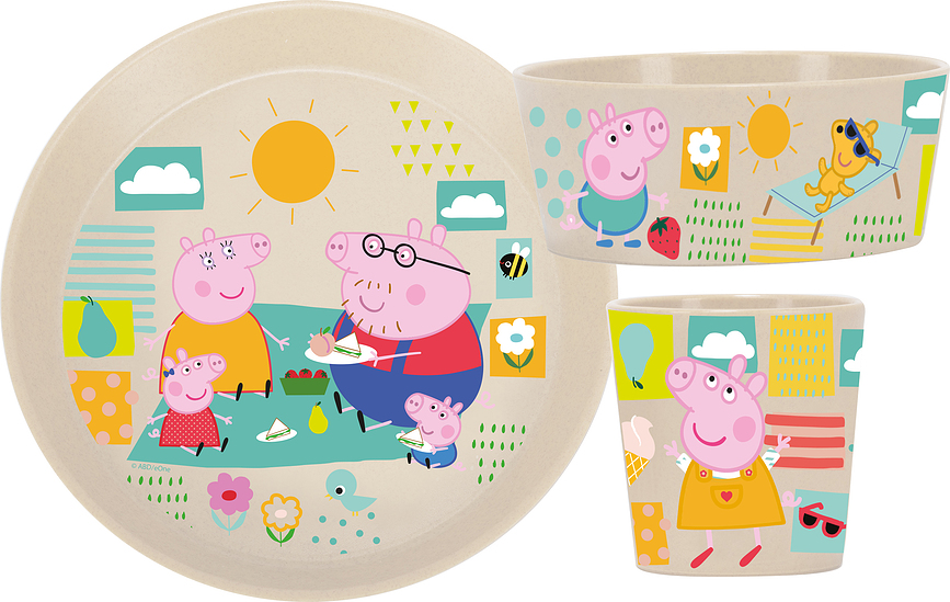 Juego de Vajilla Infantil Connect Peppa Pig, Set de 3 piezas
