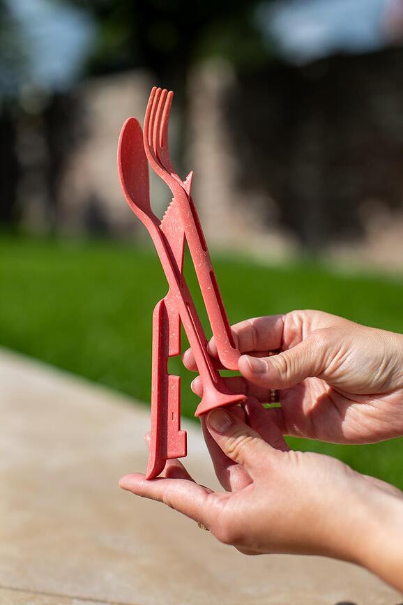 Klikk Pocket Organic Nature 2 Set de Couverts, couleur sable, Set 3 pièces