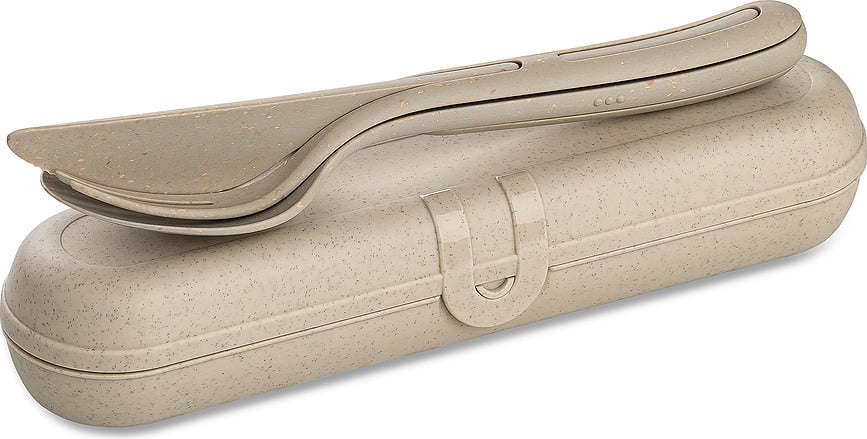 Klikk Ready Organic Nature Jedilni pribor v etuiju, peščen, 4-delni set