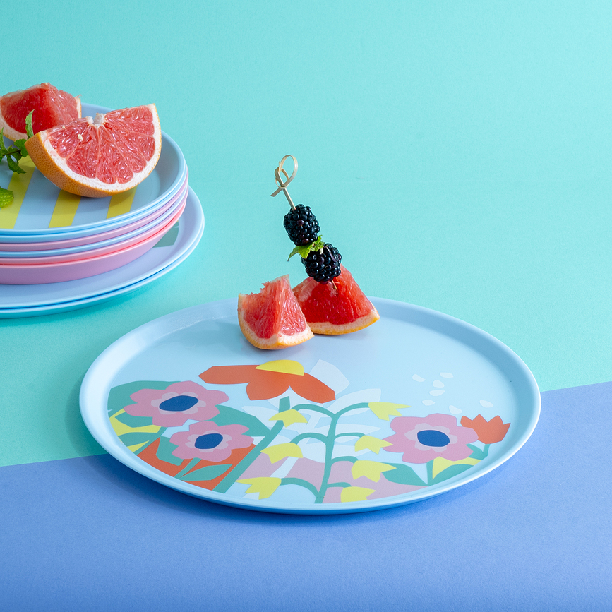 Nora Krožnik za glavno jed, 25,5 cm, oranžno-roza, s črtami