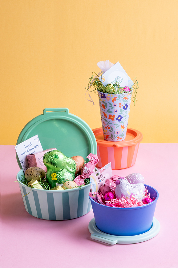 Nora Posoda s pokrovom, 1,3 l, oranžno-modra, cvetlični vzorec