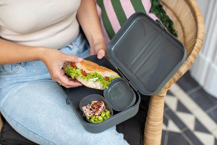 Pascal Organic Boîte à lunch avec compartiment, L, grise