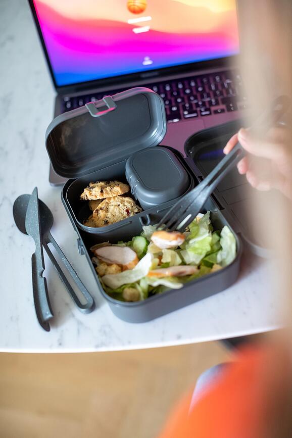 Pascal Ready Organic Boîtes Repas avec couverts, sable, Set 4 pièces