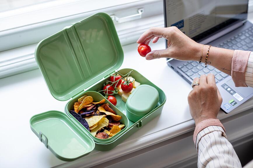 Pascal Ready Organic Boîtes Repas avec couverts, sable, Set 4 pièces