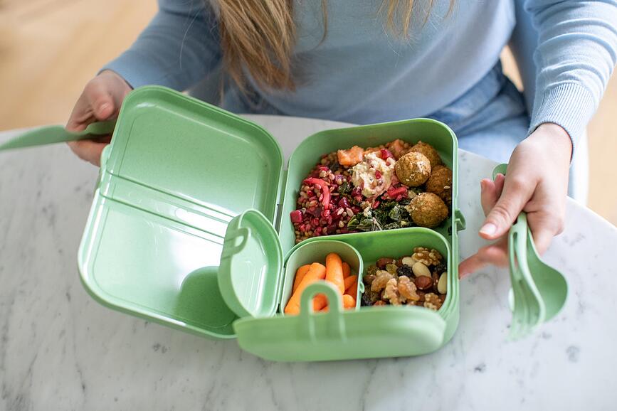 Pascal Ready Organic Boîtes Repas avec couverts, sable, Set 4 pièces