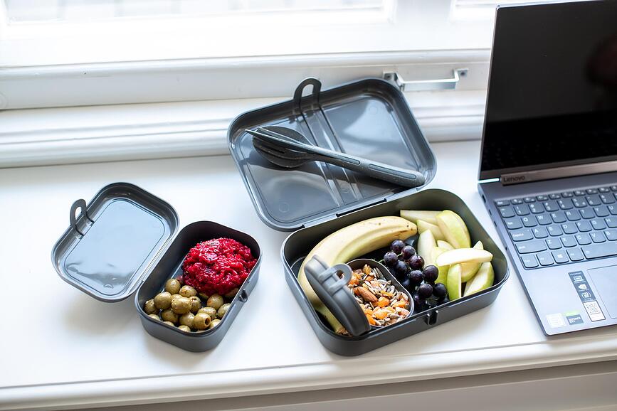 Pascal Ready Organic Boîtes Repas avec couverts, sable, Set 4 pièces