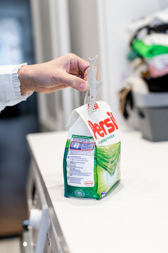 Pinzas para bolsas de alimentos recicladas Sharky, gris y beige, 20 unidades