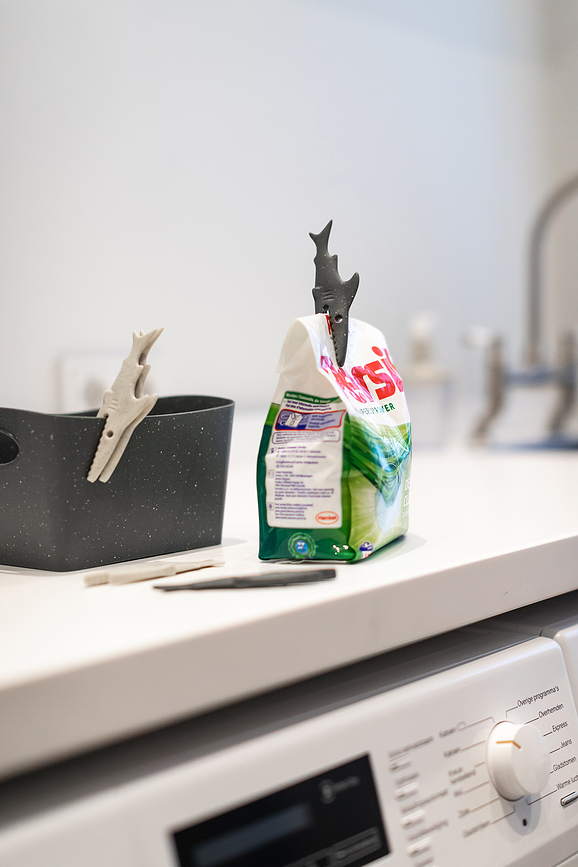 Pinzas para bolsas de alimentos recicladas Sharky, gris y beige, 20 unidades