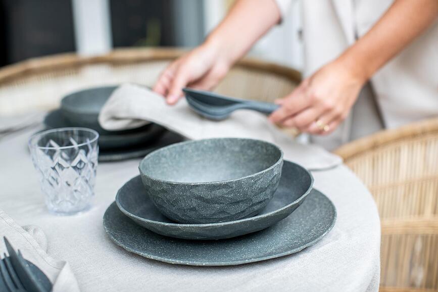 Platos Club Organic Nature, 26 cm, gris, 4 unidades