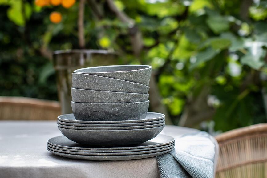 Platos Club Organic Nature, 26 cm, gris, 4 unidades