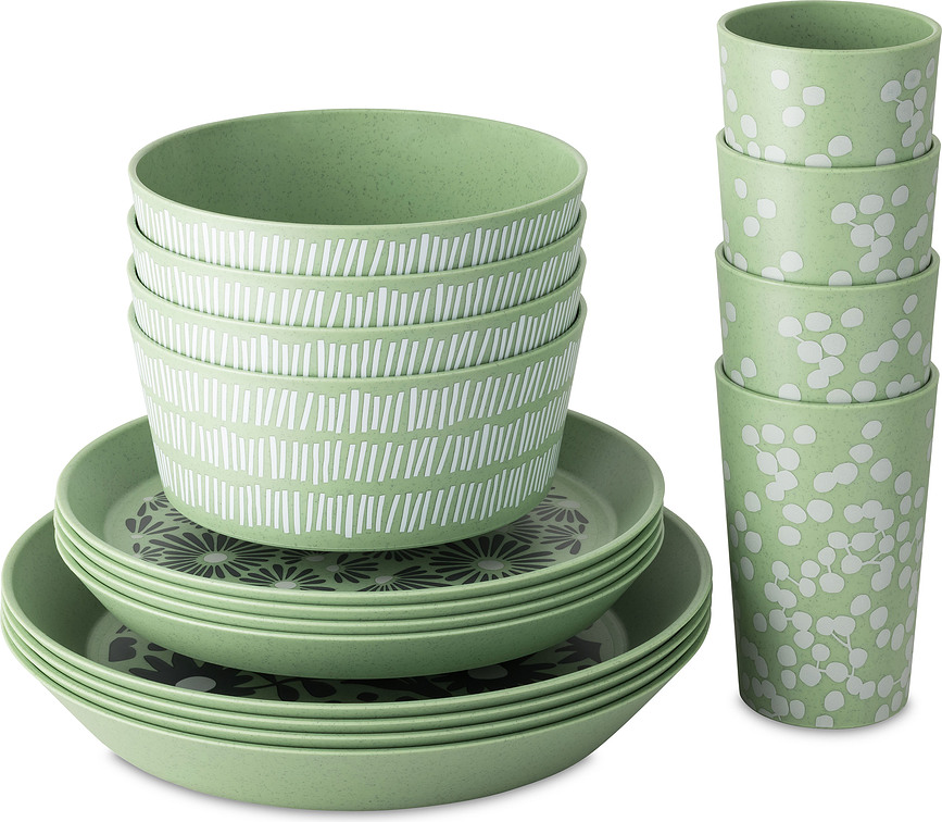 Service de table Blomster vert 16 pièces