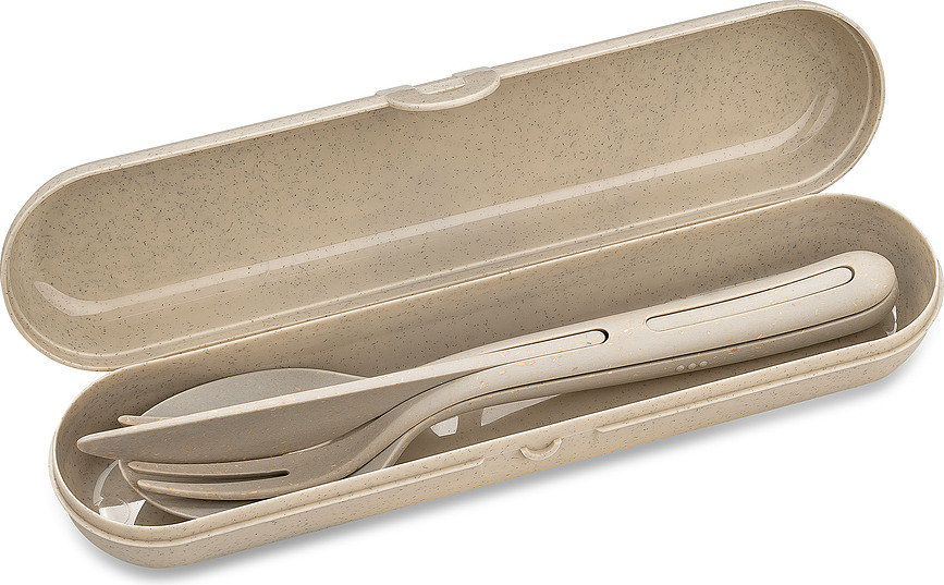 Set de Cubiertos Klikk Ready Organic Nature, con estuche, 4 piezas