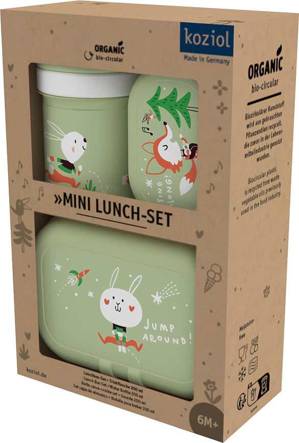 Set de fiambreras infantiles y botella Hop on to go, color pistacho, 3 piezas