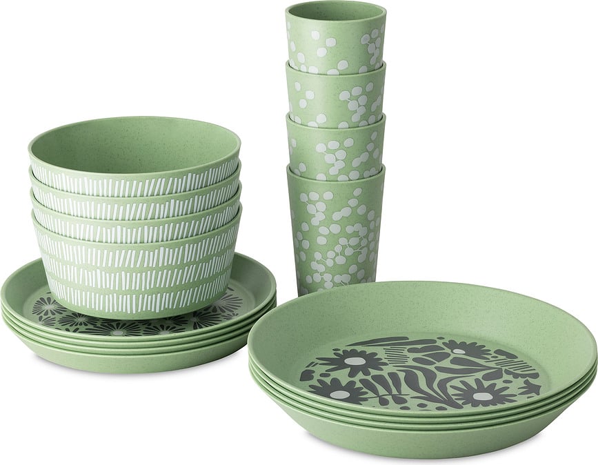 Set de vajilla Blomster azul, 16 piezas