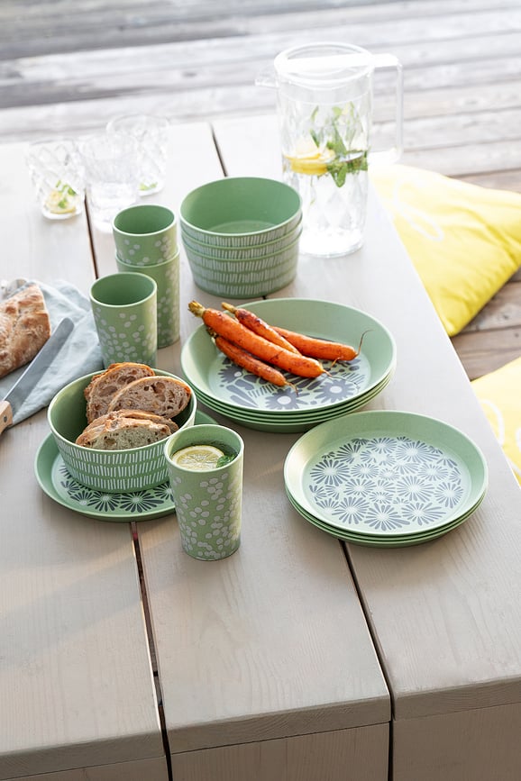 Set de vajilla Blomster azul, 16 piezas