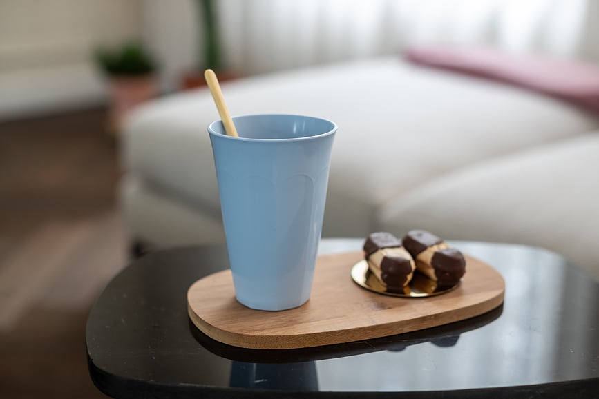 Taza Nora a rayas, talla L, azul y verde