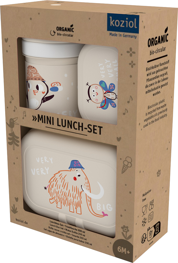 Very very to go Set Repas pour Enfants avec Gourde, beige, Set 3 pièces