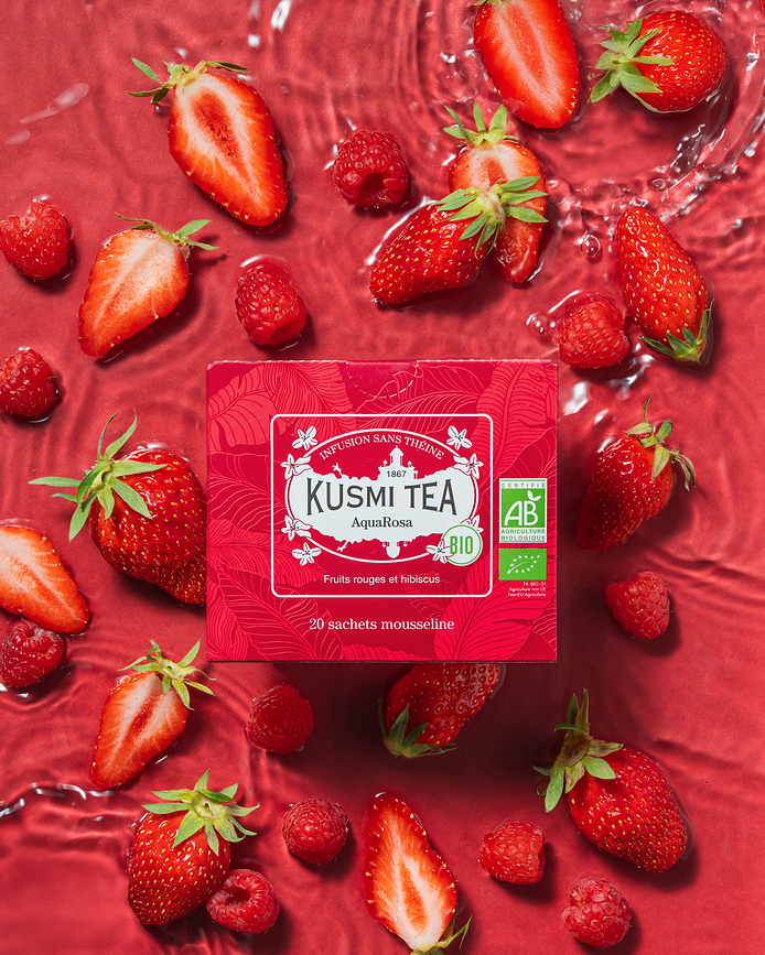 AquaRosa Infusion fruitée sans théine, grands sachets, Lot de 6