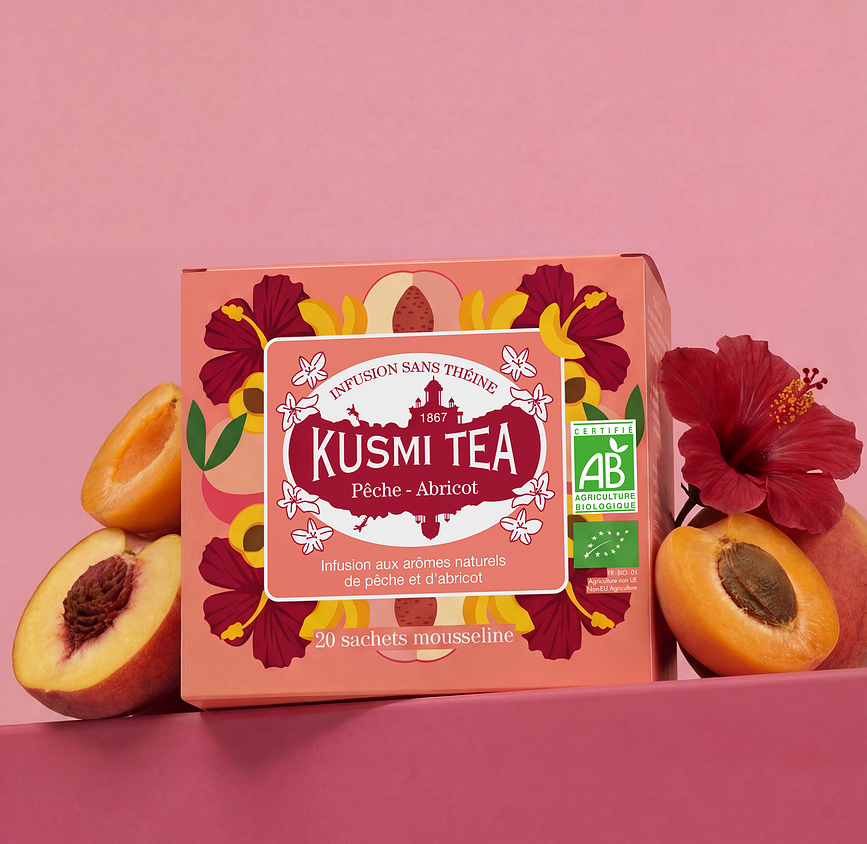 Βιολογικό έγχυμα βοτάνων Organic Peach Apricot σε μουσελίνες, 20 τμχ