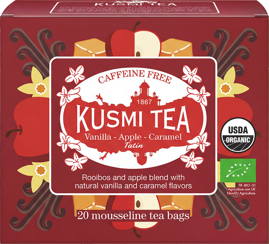 Infusion aux herbes Organic Apple Caramel Tatin en sachets de mousseline, 20 pièces