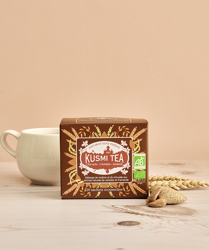 Infusion de plantes Organic Chicory Cereals Almond en sachets de mousseline, lot de 20
