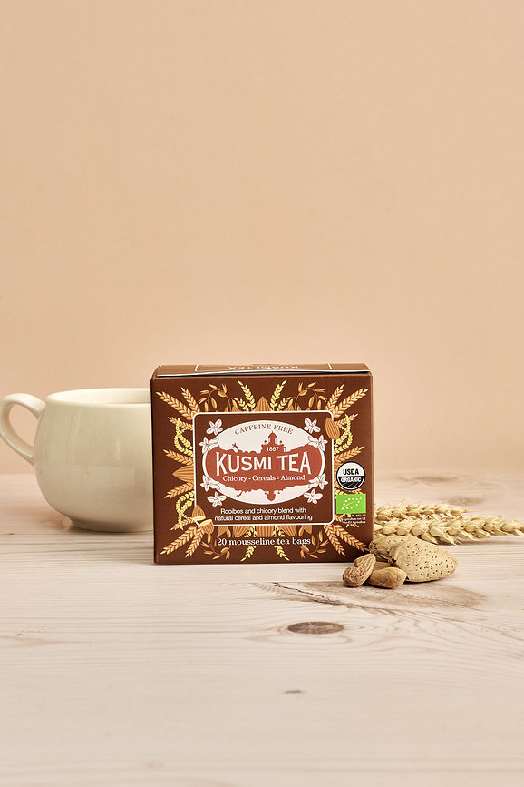 Infusion de plantes Organic Chicory Cereals Almond en sachets de mousseline, lot de 20