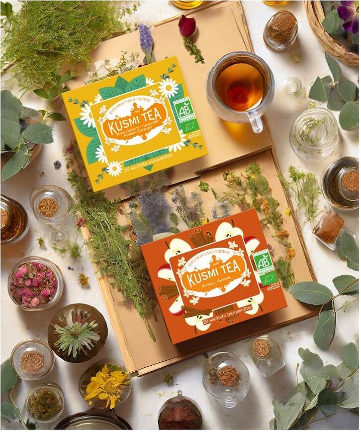 Thé biologique Pomme-Cannelle, en sachets de mousseline, Lot de 20