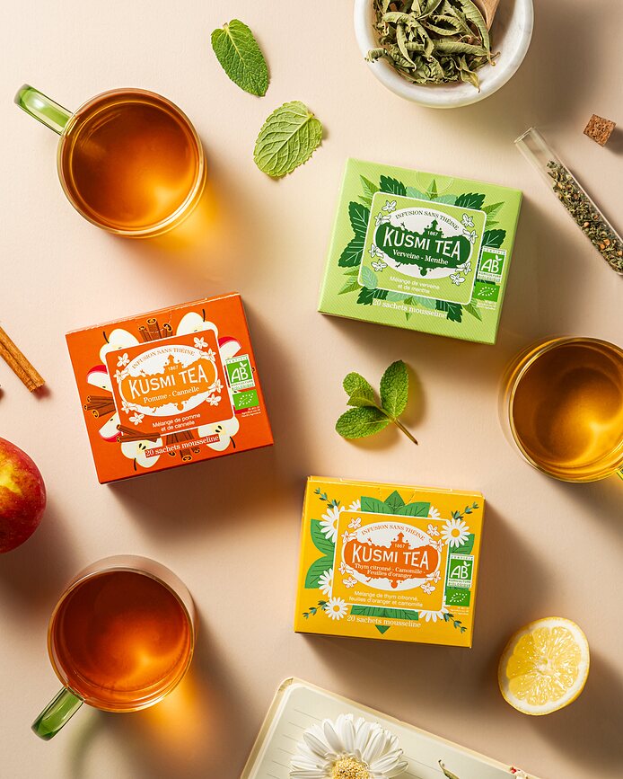 Tisane Verveine-Menthe, biologique, en sachets de mousseline, Lot de 20