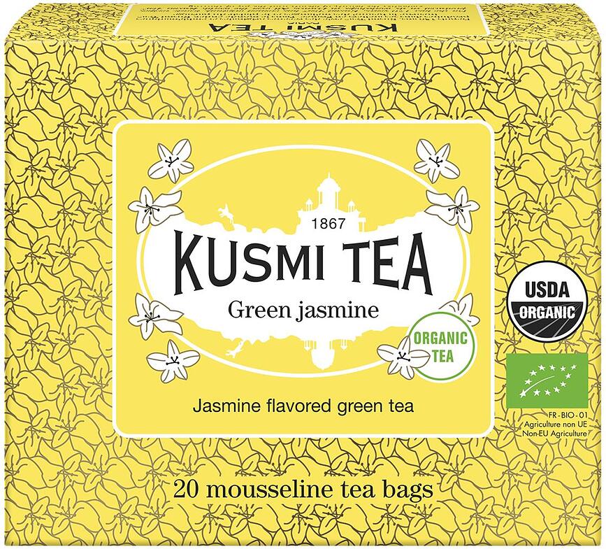 Jasmine Green Tea Thé Vert au jasmin, en sachets de mousseline, Lot de 20