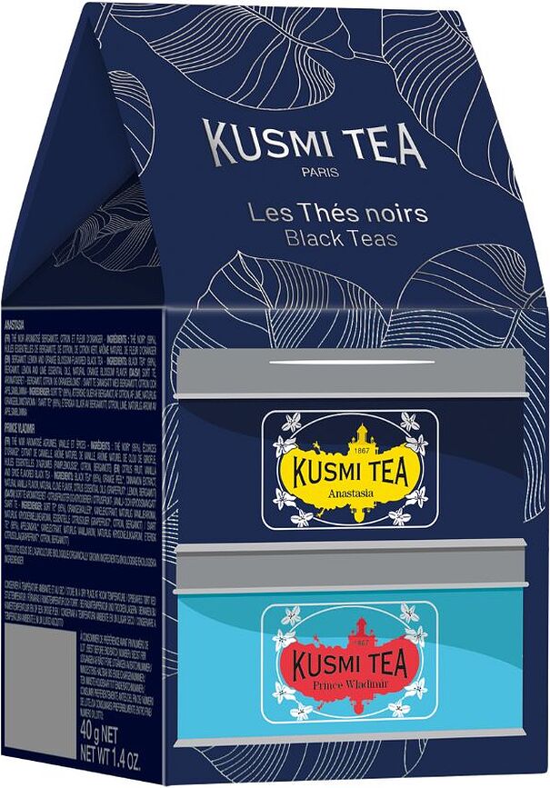 Kusmi Anastasia & Prince Vladimir Miniatures Coffret de Thés Noirs biologique, Lot de 2