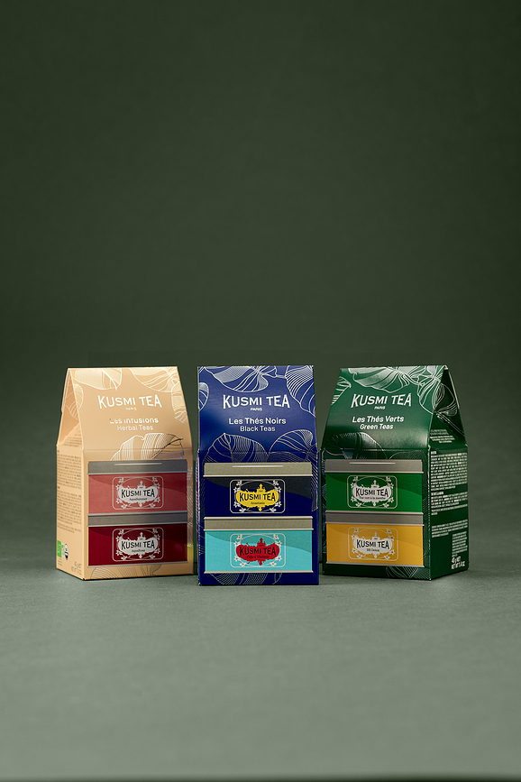 Kusmi AquaRosa & AquaSummer Miniatures Coffret d'Infusions fruitées et aux herbes, biologiques, Lot de 2