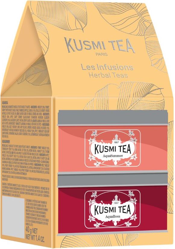 Kusmi AquaRosa & AquaSummer Miniatures Set, Bio Früchte- und Kräutertee, 2 St.