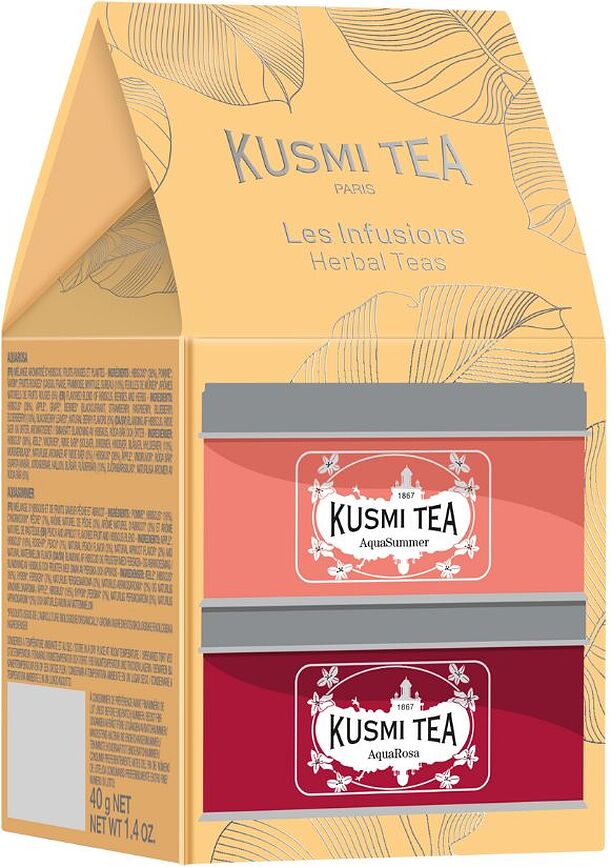 Kusmi AquaRosa & AquaSummer Miniatures Σετ Τσαγιών, φρουτώδη-βοτανικά, βιολογικά, 2 τμχ