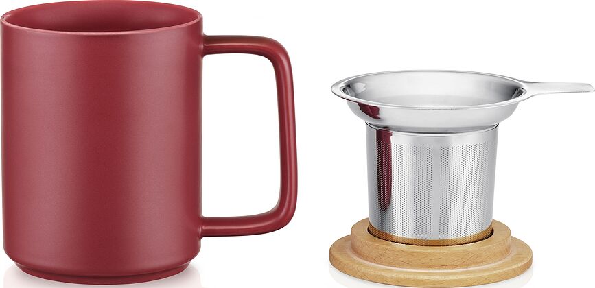 Kusmi Skodelica s cedilom, 480 ml, bordo