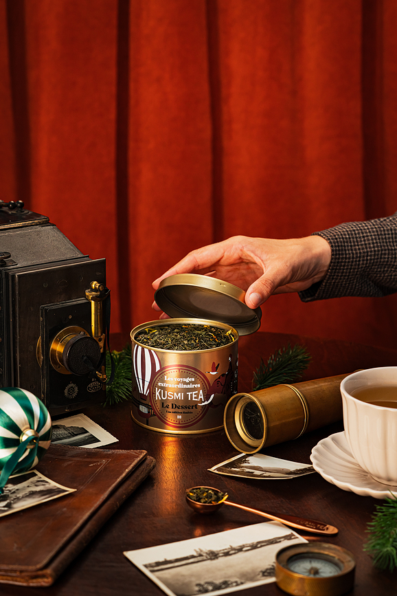 Le Dessert Πράσινο Τσάι βιολογικό, χρυσή ειδική έκδοση, 90 g, σε μεταλλικό κουτί