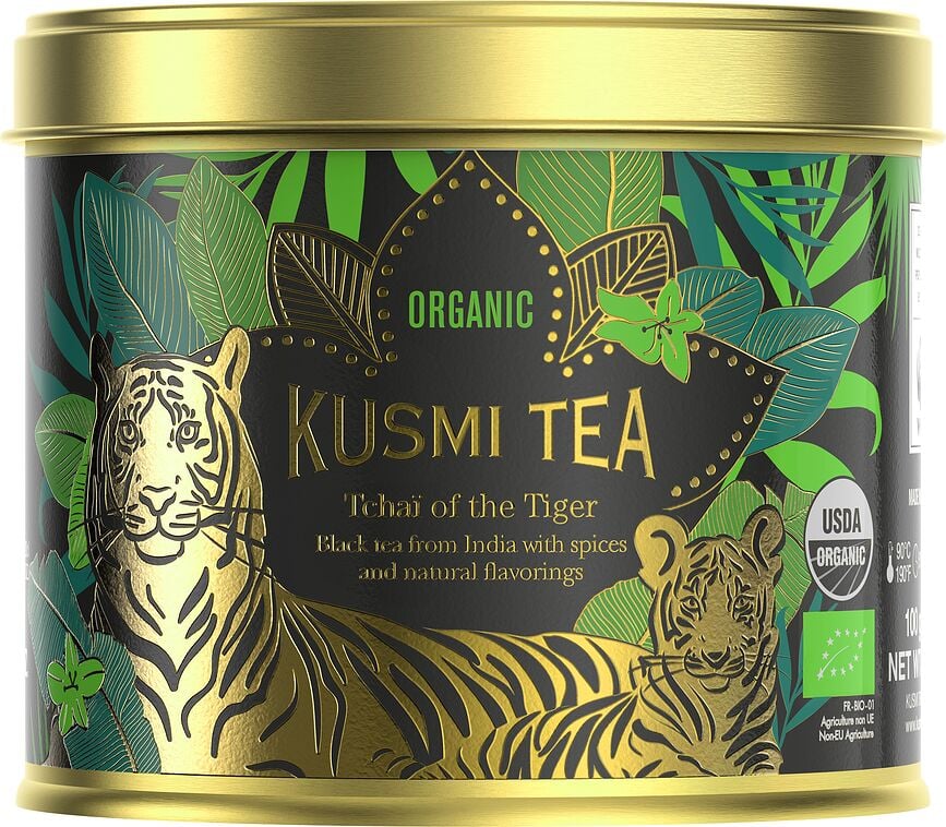 Melnā tēja ekoloģiska Tchai of the Tiger skārdene 100 g