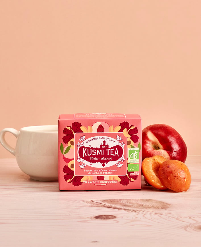 Organic Peach Apricot urtete i musselinposer, 20 stk.